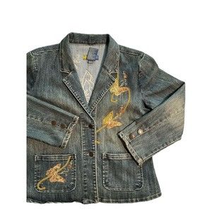 Joujou‎ Denim Jacket With Butterfly Design Medium